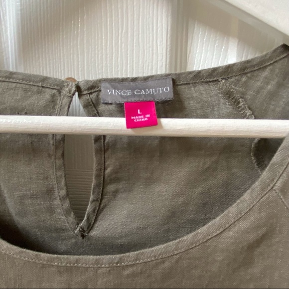 Vince Camuto 100% Linen Casual Dress Ruffle Hem Size Large - Picture 2 of 4